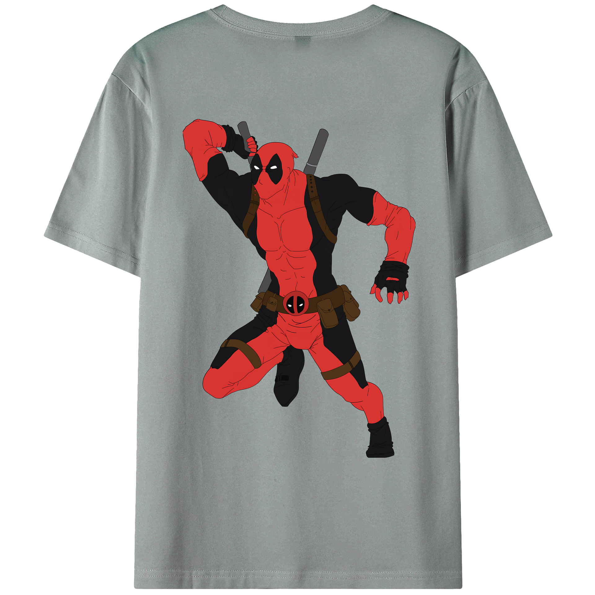 （画像用） Deadpool デッドプール 綿100％ メンズ半袖Tシャツ（バックプリント） 通気性